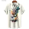 Men's Casual Shirts Colorful music Hawaii mens 3D saxophone guitar printed rock shirt beach short sleeved casual oversized top yq240408