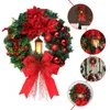 Dekorativa blommor Garlandslampor Xmas Store Wreath Ytter Door Dekorera julväggen Hängande plastdekoration Ornament