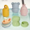 Baby Bath Toys 9 PCS Silicone Bath Tout Fun Fun Educational Eco-Friendly Not Toxic Water Cleet Animaux Baignoire Toys pour les tout-petits 1 à 3 ans L48