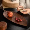 Tallrikar 2Styles träbladform Formfriskhet Tray Fruit Dessert Plate Japanese Style Bread Decorative Table Seary