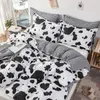 Sängkläder sätter vita ko mönster set nordiska dubbla dubbelsängade täcken täcke täcke heminredning sängkläder sängkläder