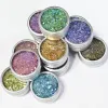 Toners 12 jar/set nagel art poeder stof glanzende nagel glitter, diamant dikke glitter poeder, nagelglitter (metalen pot) kristal diamantpoeder