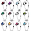 Ringos de cluster 925 Sterling Silver Diamond Ring 12 Color Birthstone Eternity Circle para Girls Jewelry Girls Girls Presente de aniversário