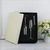 4 Pcs Including 2 Champagne Glasses 1 Knife and Shovel in box Wedding Toasting Flutes Cake Server Set Glittering Bead Supplies 240408