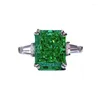 Clusterringe Springlady 925 Sterling Silber 4 Para Green High Carbon Diamond für Frauen funkelnde Hochzeitsfeier Feine Schmuck Geschenke