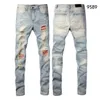 Herren Jeans Designer Jeans Am Jeans 9589 Hochwertiges Modes Patchwork Ripped Leggings 28-40