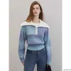 Designer Women's Knits Tees Elle French Haute Couture Navy Collar Gradient Wool Sweater for Womens 2023 Autumn/winter New Fashionable Niche Sweater