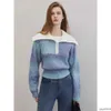 Designer Women's Knits Tees Elle French Haute Couture Navy Cold-Gradient Woard Pull pour femmes 2023 Automne / hiver Nouveau pull à la mode