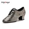 Chaussures de danse Sneakers à talons hauts Femmes Ballroom Latin Femme près de la danse en cuir authentique pour