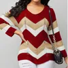 Frauen T -Shirts Misjoy Autumn Stripes kontrastfarben Frauen dünne Pullover Langarm Pullover Strick -Obertisch Jumper Weiches Häkel Ganchillo Punto