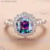 Pierścienie klastra huitan estetyka kolorowa sześcienna cyrkonia damska pierścionek kwiat projekt weselny wykwintne damskie akcesoria