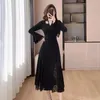 Casual jurken Fashion Women Lace Patchwork Velvet Dress Spring Designer Elegant Square Neck Flare Long Sleeve Vintage Mini Short Female