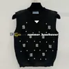 Women Diamond Check Knit Vest Designer Rhinestones Embellished Knitted Camisole Women Knits Tee Women's Sleeveless Knit Tops