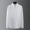 Men's Casual Shirts Fashion Long Sleeve Ten Thousand Needle Embroidery Leader Black And White Slim Fit Shirt