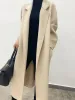 Lüks yüksek kaliteli sonbahar ve kış kadın palto 2024 orta uzunluklu çift taraflı yün el yapımı üst düzey kaşmir palto