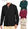 Men's Casual Shirts Mens medieval clothing cotton linen shirt pleated long sleeved lace pirate role-playing shirt vampire medieval Renaissance shirt yq240408
