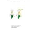 Boucles d'oreilles Stud Roxi Zircon vert géométrique pour femmes 925 Sterling Silver Crystal Piercing Fine Bijoux Plata