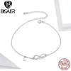 Bisaer Infinity Love Anklets 925 Sterling Silver Geometric Heart Chain for Women Feet Leg Link Jewelry ECT019 240408