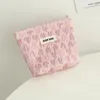 Kosmetische Taschen Frauen Make -up -Tasche kleines rosa Herz großer Kapazität Lippenstift Sanitärdeladung Tragbare Münzgrundstücke Clutch Canvas Ins