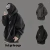 Kvinnors hoodies qweek huvtröjor gotiska harajuku pullover hiphop svart hoodie överdimensionerad bf stil mörk turtleneck casual punk kläder