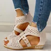 Sandals Summer Fashion Breathable Walking Flat Shoes Open Toe Zipper Wedge Women's Vintage Boho Style Shoesandals