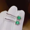 Dangle Ohrringe Silber 925 Noble Green Natural Emerald für Frauen Engagement Edelsteine Sterling zertifizierter Schmuck