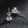 Pendientes de tachuelas Mujeres de arena 925 STERLING Silver 18K Plating Plating Moissanite Diamante Joyería Fina 2024 E01