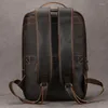 Backpack Vintage Men's Crazy Horse Leather Genuine Retro Rucksack Large Classic Travel Big Laptop Computer Bag
