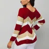 Frauen T -Shirts Misjoy Autumn Stripes kontrastfarben Frauen dünne Pullover Langarm Pullover Strick -Obertisch Jumper Weiches Häkel Ganchillo Punto