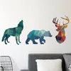 Autocollants muraux créatifs géométriques Wolf Home Living Room Decoration Affiches esthétiques sur les décalcomanies Teen Decor Mural Art