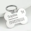 Key Rings Custom Personalized Name Keychain Stainless Steel Designed With Bone Contact Phone Number Pet Pendant Drop Delivery Jewelry Dhwse