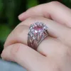 Cluster Rings Huitan Luxury Cocktail Party Women Женщины с розовым камнем моды Thin Twig Band Модный годовщина подарка на день рождения подарок 240408