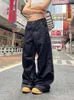 Houzhou Grunge y2k schwarze Jeans Frauen Vintage übergroß