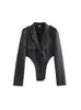 Nlzgmsj traf 2023 preto blazer terno feminino high street Emprie formal calça conjunto 2 peças e calças 240329