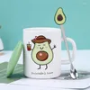 Mugs Drinkware cadeau avocat en céramique tasse tasse drôle de coupe drôle de verre créatif résistant à la chaleur avec couvercle 400 ml de bureau pour enfants à la maison