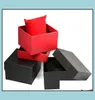 Titta på lådor Fall tillbehör Klockor Fashion Black Red Paper Square fodral med kuddsmycken Display Box Storage Ship Drop Delive3441682