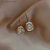 Charm Simple Round Acrylic Crystal Zirconia Drop Earring Gold Color Earrings for Women Fashion Party Jewelry Accessories Gift240408