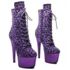 Dansschoenen Auman Ale 17 cm/7inches Leopard Upper Sexy Exotic High Heel Platform Party Dames enkelschoenen Pole 202