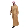 Etnik Giyim Moda Erkekler İslami Arap Müslüman Kaftan Stand Yakası Uzun Kollu Cep Vintage Robes Orta Doğu Düz Renk Erkek S-3XL