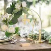 Party Decoration Gold Metal Flowers Hoop With Place Card Holder Wedding Table Centerpiece Diy Macrame Floral för