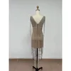 Casual Dresses Independent Station Sexy DeepVLuxury Rhinestone Tassel Dress Party High-End Dinner Performance