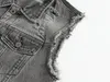 DIMUSI Spring Vintage Design męska kamizelka dżinsowa męska retro kurtki bez rękawów Mężczyźni zgrane dziury dżinsowe kamizelki odzież 5xl 240327
