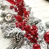 Decorative Flowers Christmas Decorations Red Bows Flocking Rattan Garland Year Home Indoor Holiday Handmade