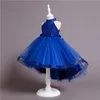 Pretty Red Blue Halter Kızın Doğum Günü/Parti Elbiseleri Kız Pageant Elbiseleri Çiçek Kız Elbiseler Kızlar Günlük Etekler Çocuk Giyim SZ 2-10 D408285