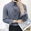 Camisas casuais masculinas Spring Autumn Collar Moda Moda Longa Camisa Man High Street Slim Button Cardigan Letra Bordado Tops bordados