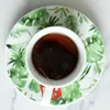 Canecas Cerâmica Linha de ouro de cerâmica Coffee xícaras verdes e pires de porcelana Drinkwarware engrosse a caneca de alta qualidade com copo de chá de bandeja manual