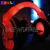 Modèle de casque gonflable à écouteur gonflable rouge et noir en gros avec des lumières LED pour la musique DJ DJ DJ décoration 001