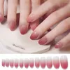 Falska naglar cusp cirkel mandel nagel mode full täckning avtagbar fransk stil körsbärsgradient mid-längd press på kvinnor
