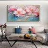 Abstract Blossom Flower Oil Painting na tela grande arte de parede à mão pintada rosa arte floral de parede pintura personalizada decoração de parede de sala moderna