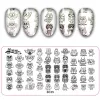 Flaskor 12 st/parti nagelmall katt krans design stampning plattor manikyr nagelkonst bildplatta diy nagel dekorationer stencils